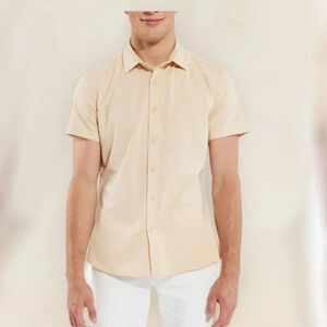 ST33LE MEN'S LATTE STRETCH JERSEY KNIT SHORT SLEEVE SHIRT Size L